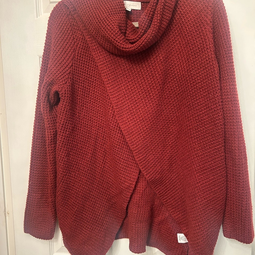 Fever Brick Red Cowl Neck Sweater